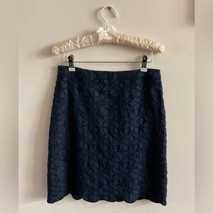 Talbots Navy Linen Embroidered Scallop Hem Skirt, Size 4P